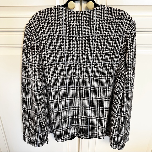 St John Collection Prince of Wales Plaid Check Knit Wool Blend Plus Size Blazer - Picture 7 of 16
